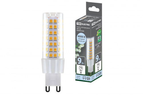 Лампа светодиодная TDM G9-9 Вт-230 В-4000 К, SMD, 21,5x70,5 мм (1/20/500) (SQ0340-0229)