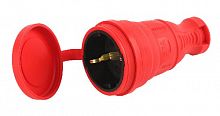 Розетка ЭРА R8-RED-IP44 каучуковая c заземлением прямая 16A IP44 красная (1/240) (Б0044548)
