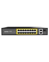 16-портовый неуправляемый PoE+ коммутатор NETIS P116GH, / 16FE*PoE+ (802.3af/802.3at) / 2*GE / 1*SFP Gigabit (1/10)