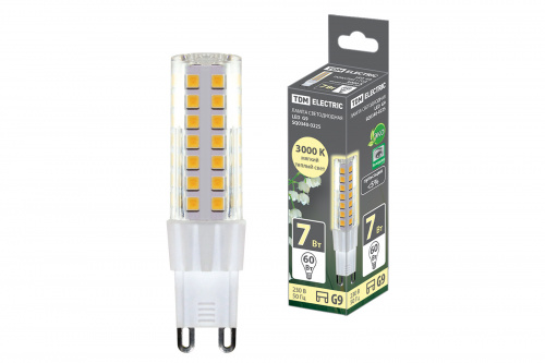 Лампа светодиодная TDM G9-7 Вт-230 В-3000 К, SMD, 17,5x65,5 мм (1/20/500) (SQ0340-0225)
