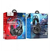 Наушники полноразмерные HOCO W106 Tiger, пластик, микрофон, AUX, 1,8м, цвет: чёрный (1/30) (6931474789297)