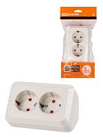 Розетка TDM угловая двойная 2П+3 открытой установки с з/ш IP20 250В 16А сл. кость "Ладога" (6/72) (SQ1801-0243)