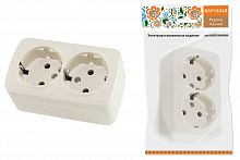 Розетка двойная 2П+3 открытой установки IP20 16А, сл. кость "Дача" Народная (1/8/80) (SQ1824-0023)