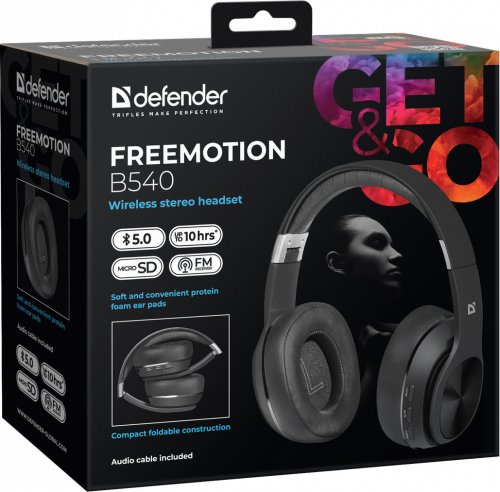 Наушники полноразмерные DEFENDER FreeMotion B540 Bluetooth, черные (1/24) (63540) фото 3