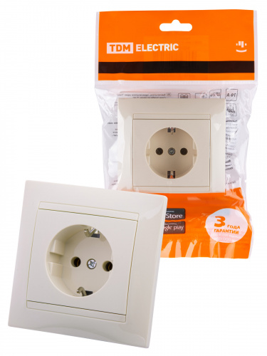 Розетка 2П+З 16А 250В сл. кость , с/у, "Лама" (10/120) TDM (SQ1815-0123) Розетка 2П+З 16А 250В сл. кость , с/у, "Лама" (10/120) TDM (SQ1815-0123)