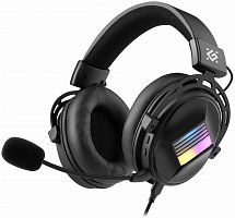 Гарнитура игровая DEFENDER Flux черный, RGB, провод 2 м (1/10) (62480)