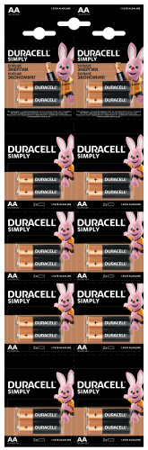 Элемент питания DURACELL LR6 отрывной SIMPLY BL20 2*10 (20/200/16000) (Б0051815)