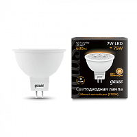 Лампа светодиодная GAUSS MR16 7W 600lm 3000K GU5.3 1/10/100 (101505107)