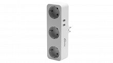 Сетевой фильтр RITMIX RM-032 White, 3 розетки, 16A, 4000Вт, 2 USB, с заземлением (1/70) (80003351)