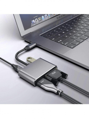Концентратор-USB (хаб) USB 3.1 Type-C(M)--> HDMI+USB 3.0+PD+VGA Alum Grey 4K@30Hz, TELECOM<TUC055> (1/300) фото 7 Концентратор-USB (хаб) USB 3.1 Type-C(M)--> HDMI+USB 3.0+PD+VGA Alum Grey 4K@30Hz, TELECOM<TUC055> (1/300) фото 7