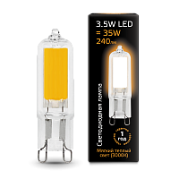 Лампа светодиодная GAUSS G9 AC220-240V 3.5W 240lm 3000K стекло 1/10/200 (107809103)