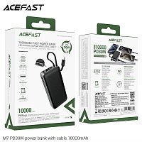 Мобильный аккумулятор Аккумулятор внешний ACEFAST M7, 10000mAh, 1 USB, 2 Type-C выхода, PD30 Вт, QC3.0, кабель Type-C, цвет: чёрный (1/40) (6974316283379)