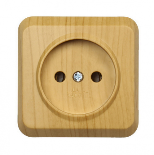 Розетка SMARTBUY 1-местная 10А, ОУ, без заземления светлое дерево "Юпитер" (SBE-03lw-10-S1-N) (1/10)