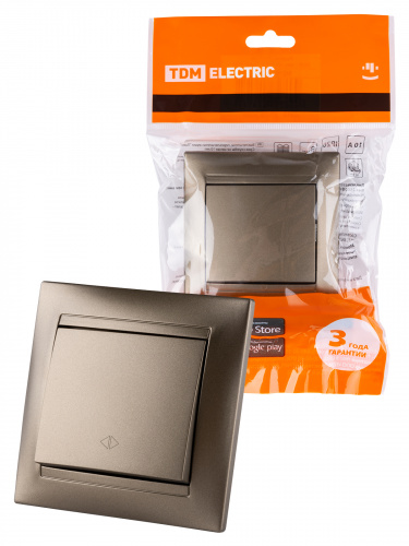 Выключатель перекрестный 1-кл. 10А бронза , с/у, "Лама" (10/120) TDM (SQ1815-0736)