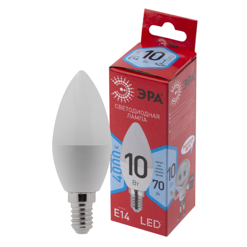 Лампа светодиодная ЭРА RED LINE LED B35-10W-840-E14 R Е14 / E14 10 Вт свеча нейтральный белый свет (10/100/3500) (Б0049642)