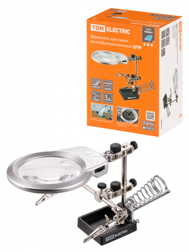 Держатель для пайки многофункциональный ДПМ, 2 зажима "крокодил", лупа с LED подсв., 3хААА, "Алмаз" (1/1/12) (SQ1025-0706) Держатель для пайки многофункциональный ДПМ, 2 зажима "крокодил", лупа с LED подсв., 3хААА, "Алмаз" (1/1/12) (SQ1025-0706)