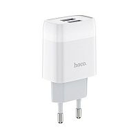 Блок питания сетевой 2 USB HOCO C73A, Glorious, 2400mA, пластик, кабель Type-C, цвет: белый (1/30/180) (6931474713070)