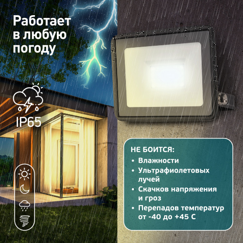 Прожектор светодиодный ЭРА LPR-023-0-30K-030 30Вт 3000K 2400Лм IP65 (1/20) (Б0052858) фото 8