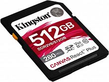 Карта памяти SDXC  512GB  Kingston Class 10 UHS-II U3 V30 Canvas React Plus (280 Mb/s) (SDR2V6/512GB)