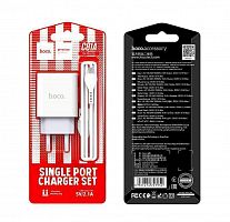Блок питания сетевой 1 USB HOCO C81A, Asombroso, 2100mA, пластик, огнестойкий, кабель микро USB, X37 cool, цвет: белый (1/23/138) (6931474727954)