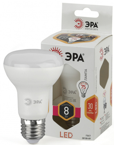 Лампа светодиодная ЭРА STD LED R63-8W-827-E27 Е27 / Е27 8Вт рефлектор теплый белый свет (1/100) (Б0020557) фото 5