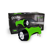 Фонарь GAUSS ручной модель GFL104 2W (4LED) 40lm lead acid 350mAh LED, прямая зарядка 220В, 135х70 мм 1/12/72 (GF104)