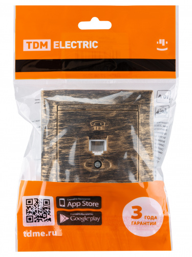 Розетка телефонная RJ11 старинная бронза с/у, "Лама" (1/10) TDM (SQ1815-0756) фото 2 Розетка телефонная RJ11 старинная бронза с/у, "Лама" (1/10) TDM (SQ1815-0756) фото 2