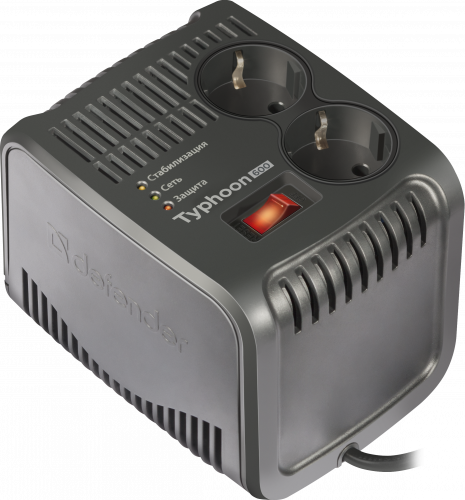Стабилизатор DEFENDER AVR Typhoon 600, 200 Вт, 2 розетки (1/4) (99032) фото 2