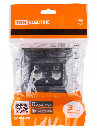 Розетка телефонная RJ11 + компьютерная RJ45 старинное серебро с/у, "Лама" (1/10) TDM (SQ1815-0660) фото 2