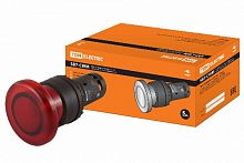 Кнопка грибовидная SB7-CWM42-24V(LED) d35мм 1р красная TDM (SQ0746-0052)