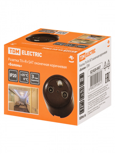 Розетка TDM TV+R+ SAT оконечная коричневая «Болонь» (1/72) (SQ1820-0457) фото 2 Розетка TDM TV+R+ SAT оконечная коричневая «Болонь» (1/72) (SQ1820-0457) фото 2