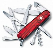 Нож перочинный Victorinox Huntsman, 91 мм., 15 функций, красный полупрозрачный (карт. коробка) (1.3713.T)