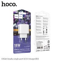 Блок питания сетевой 1 USB HOCO CS52A Surplus, 3.0A, PD18Вт, цвет: белый (1/30/180) (6942007631457)