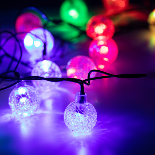 Гирлянда ЭРА светодиодная ENIN - 25BG нить Шарики диаметр 25 мм 2 м RGB 20LED (1/48) (Б0055997) фото 2