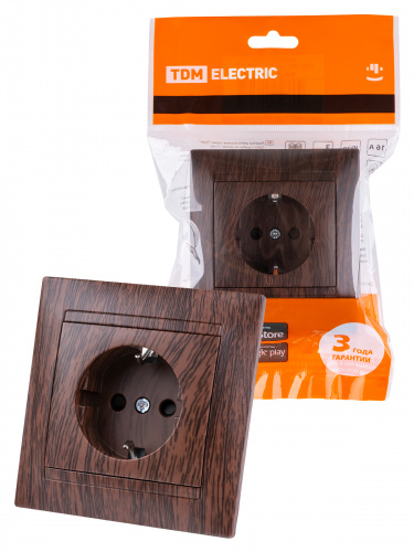 Розетка 2П+З 16А 250В с защ. шт. венге , с/у, "Лама" (10/120) TDM (SQ1815-0411) Розетка 2П+З 16А 250В с защ. шт. венге , с/у, "Лама" (10/120) TDM (SQ1815-0411)