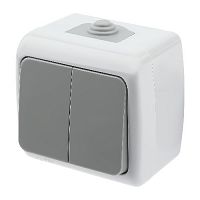 Выключатель INTRO Atlantic 5-104-03 двойной, 10А-250В, IP54, открытой установки, серый (Б0050943)