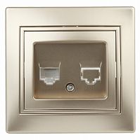 Розетка INTRO информационная RJ45, скрытой установки, Plano, шампань (1/10/200/2400) (Б0030087)