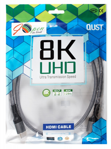 Кабель HDMI 19M/M,ver. 2.1 8KX60Hz (Econom) оплетка 1m iOpen <ACG859A-1.0> (1/60) фото 2 Кабель HDMI 19M/M,ver. 2.1 8KX60Hz (Econom) оплетка 1m iOpen <ACG859A-1.0> (1/60) фото 2