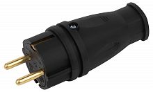 Вилка ЭРА VX10-B-IP44 каучуковая c заземлением 16А IP44 прямая черная (1/100)