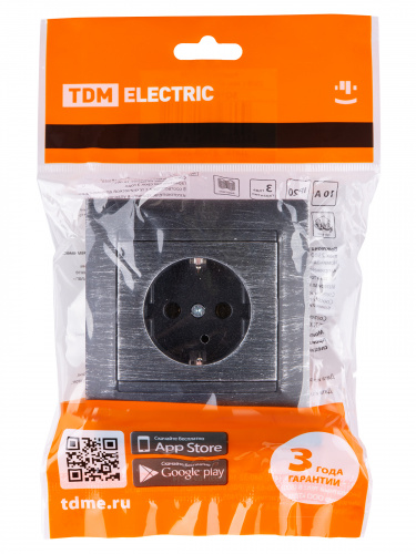 Розетка 2П+З 16А 250В старинное серебро с/у, "Лама" TDM (10/120) (SQ1815-0664) фото 2