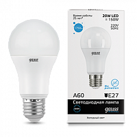 Лампа светодиодная GAUSS Elementary A60 20W 1750lm 6500K E27 1/10/50 (23239)