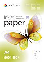 Фотобумага PrintPro PME190500A4 matte, 190g/m, A4, 500pc. (1/2/80) (Б0029541)