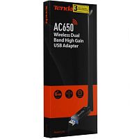 Wi-Fi адаптер TENDA U10, 802.1ac, до 650Мбит/с (433+200), антенна 1*6dBi внешняя, черный (1/90)
