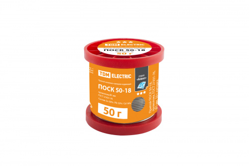 Припой ПОСК 50-18, проволока, ГОСТ 21931-76, Ø1 мм, 50 г, катушка, серия "Алмаз" TDM (1/10/80) (SQ1025-0344) Припой ПОСК 50-18, проволока, ГОСТ 21931-76, Ø1 мм, 50 г, катушка, серия "Алмаз" TDM (1/10/80) (SQ1025-0344)