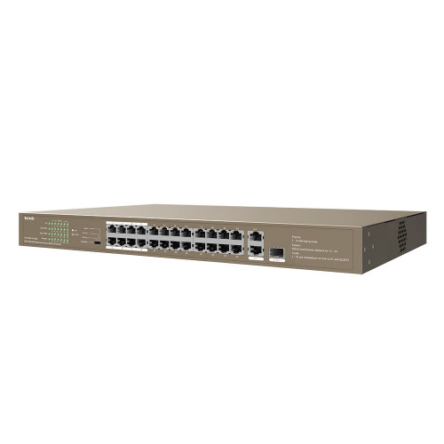 Коммутатор 24 портовый мегабитный неуправляемый PoE, TEF1126P-24-250W   24FE+2GE/1SFP Rackmount Switch With 24-Port PoE (1/5) фото 2