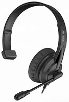 Наушники с микрофоном A4Tech HU-11 черный 2м накладные USB оголовье (HU-11/USB/BLACK) (1/30)