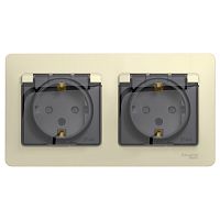 Розетка 2-м С/У GLOSSA 16А IP44 с заземл. защ. шторки в сборе беж. Systeme Electric GSL000247 (1/9/54)