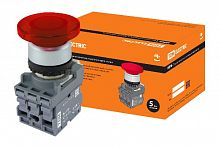 Кнопка грибовидная МРМ1-11R(LED) в сборе d40мм/220B 1з+1р красная TDM (SQ0747-0033)