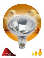 Лампа ЭРА накаливания ИКЗ 220В 250Вт R127 E27 (инфракрасная зеркальная прозрачная) кратность 1 шт, для обогрева животных и освещения (1) (Б0055440)