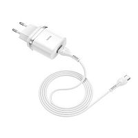 Блок питания сетевой 1 USB HOCO C12Q, 3000mA, пластик, QC3.0, кабель Type-C, цвет: белый (1/10/100) (6931474716309)